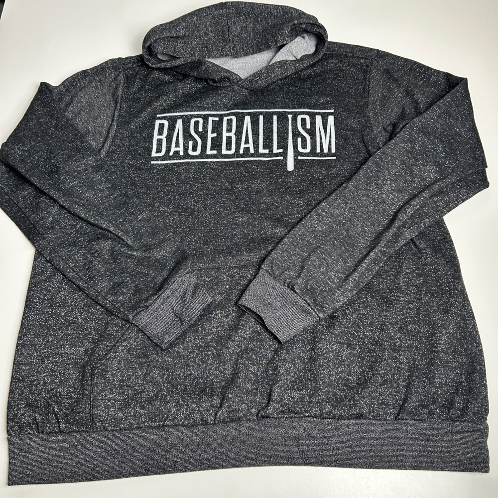 Baseballism Mens XXL Gray Heathered Pullover Hoodie Baseball Bat Graphic Logo